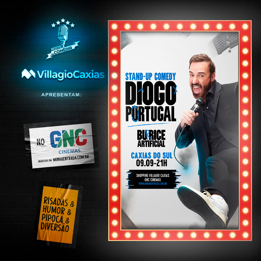 Humorista Diogo Portugal se apresenta no Villagio Caxias, na próxima semana